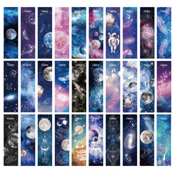 30pc Galaxy Sky Planets Astronaut Whale Paper Bookmarks For Books Book Markers