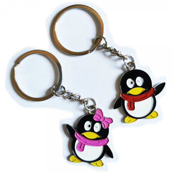 Penguins Polar Animals Couple Keyrings Lovers Puzzle Metal Keyring Set A Pair