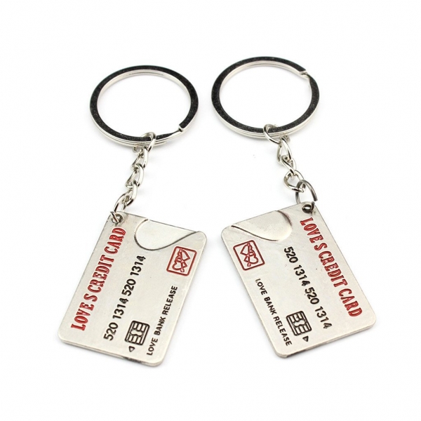 Lovers Credit Card Couple Keyrings Set Silver Metal Puzzle Keyrings Key Chains