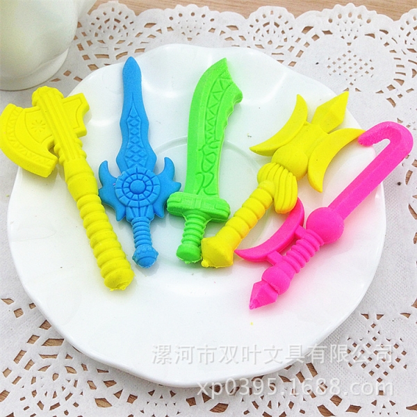 Cool Fantasy Antique Weapons Shaped Erasers Novelty Kids Rubbers Party Gift Bag Fillers