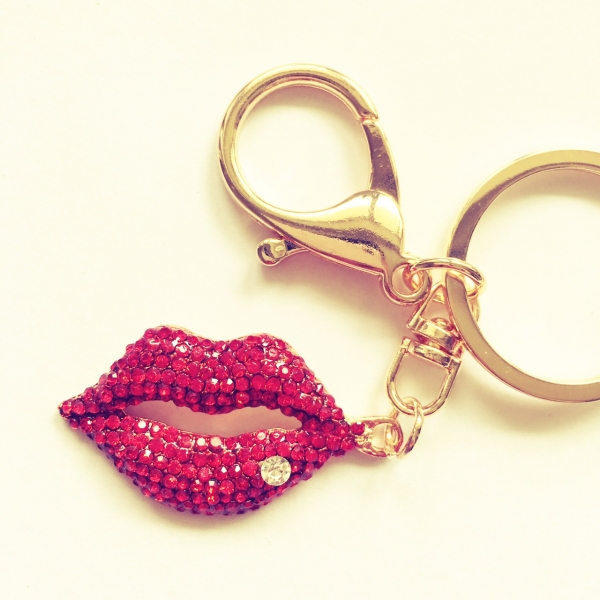 Diamante Red Lips Keyring Handbag Charm