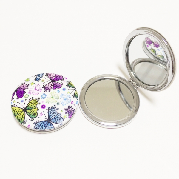 Butterfly And Flower Compact Mirror