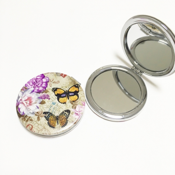 Butterfly And Flower Compact Mirror