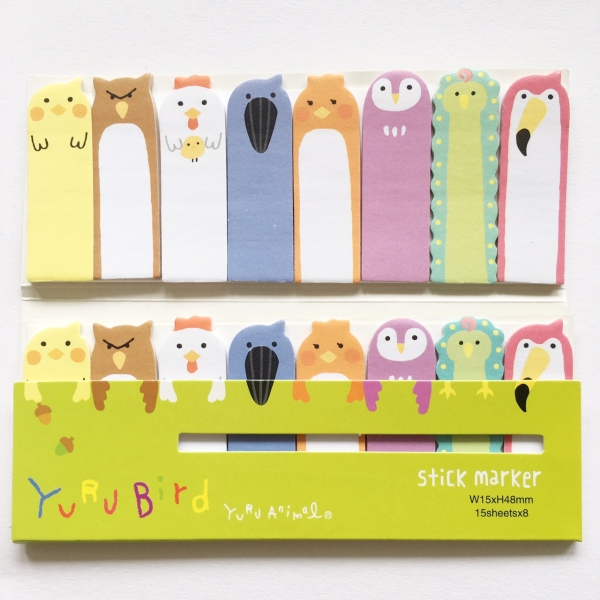 Cute Birds Mini Novelty Sticky Notes Pad Bookmark Memo Index Tab Page Markers