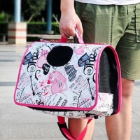 Pink Heart Ventilated Pet Travel Bag Cat Carrier Soft Crate Puppies Small Dogs