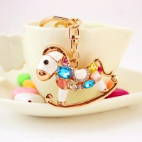 Rocking Horse Sparkling Gemstones Rhinestones Bag Charm Handbag Pendant Keyring