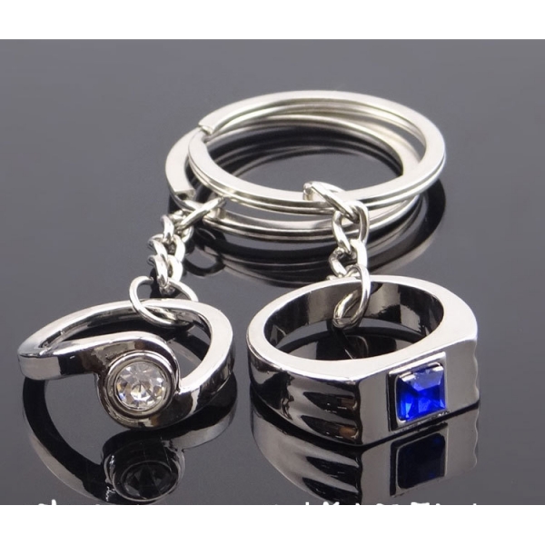 Wedding Rings Silver Metal Couple Keyrings Lovers Puzzle Key Chains Set