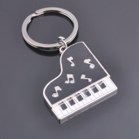 Diamante Grand Piano Shaped Silver Metal Keyring Key Chain Novelty Gift Present