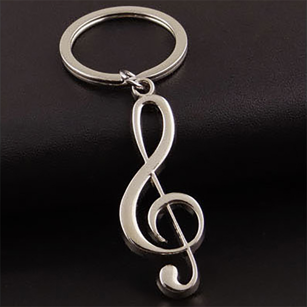 Creative Stainless Steel Silver Music Symbol Keychain Ring Keyring Key Fob Gift 