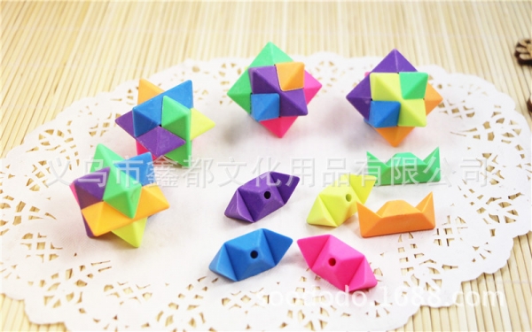 Diamond Shape Magic Cube Cute Puzzle Erasers Novelty Fun Kids Rubbers Party Gift Bag Fillers