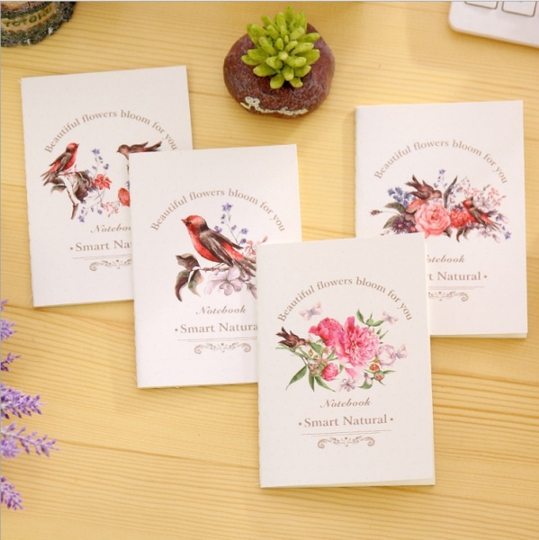 Cute Birds Flowers Mini Notebooks Small Notepads Notes Pad Pocket Memo Pads Blank Page