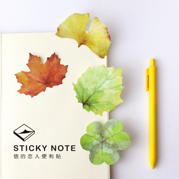 Cute Leaves Leaf Shaped Sticky Notes Pad Novelty Bookmark Index Tab Page Markers