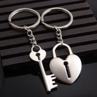 Vintage Key To Love Heart Lock Couples Keyrings Silver Metal Lovers Key Chains