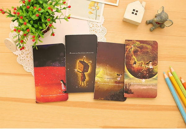 Little Girl With Moon Cute Mini Notebooks Small Notepads Lined Page Notes Pad Pocket Memo Pads