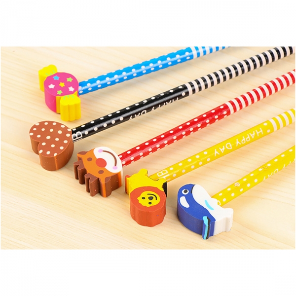 12-100pc Pencils With Cute Animal Rubber Erasers Toppers Party Gift Bag Fillers Christmas Stockings