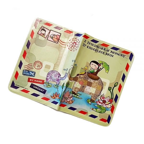 Girl On Elephant Cute Passport Cover Travel ID Holder Wallet Protector Case