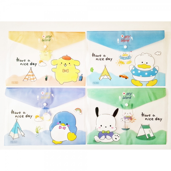 4pk Animals Friends Fashion A4 Plastic Document Wallets File Folders