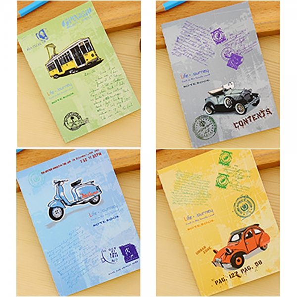 Vintage Car Scooter Tram Mini Cute Notebooks Small Notepads Notes Pad Blank Page Pocket Memo Pads