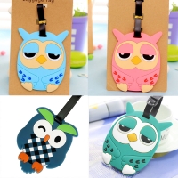 Pink Blue Owl Birds Fashion Luggage Tags Cute Holiday Suitcase Labels Travel Bag Identity ID