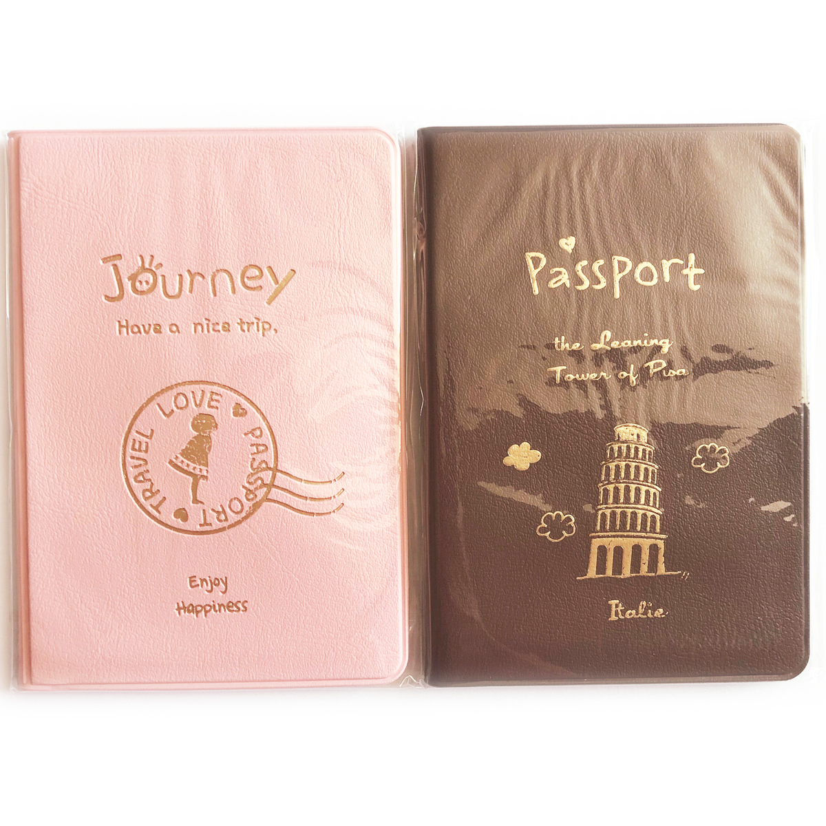 Passport Holder Cute Passport Cover PU Leather Pink Dog 