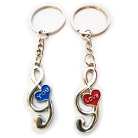 Music Notes Couple Keyrings Lovers Puzzle Keyring Set Silver Metal Key Chains