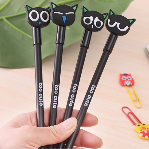Black Kitten Cat Novelty Ballpoint Gel Pens Cute Funky School Supply Party Gift Bag Fillers