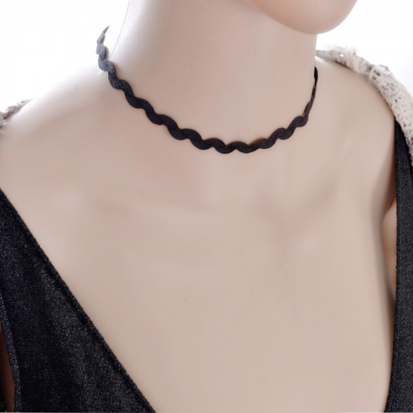 Black Waves Suede Lace Choker Necklace