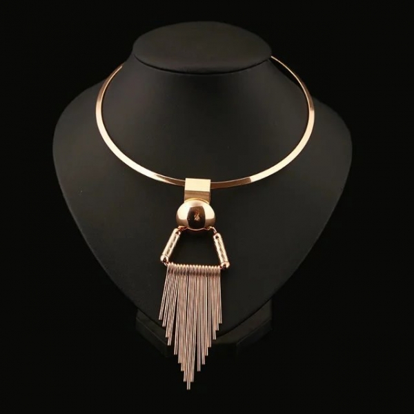 Gold Tassel Pendant Collar Statement Necklace Fashion Women Jewellery