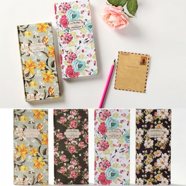 Flowers Cats Cover A5 Size 120 Sheets Hardback Notebook With Ribbon Bookmark