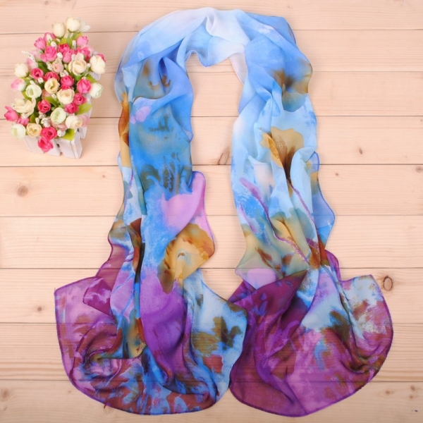 160 50cm Paint Style Flowers Print Floral X182 Fashion Ladies Scarves Chiffon Scarf Womens Shawls