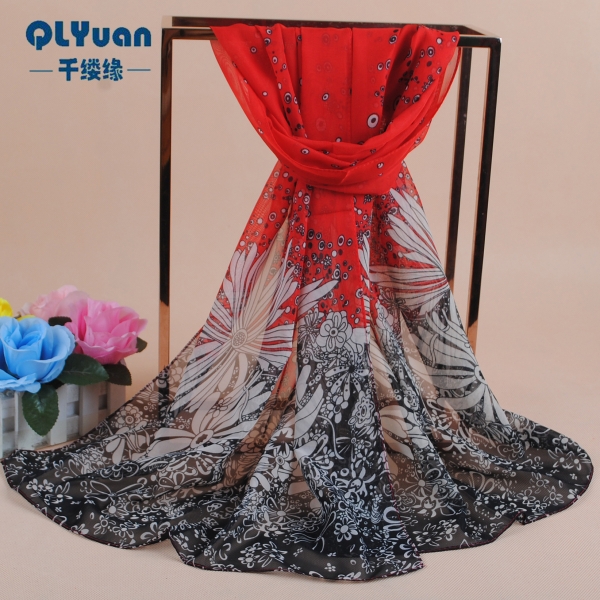 160 50cm Classic Flowers Print Floral X094 Fashion Ladies Scarves Chiffon Scarf Womens Shawls