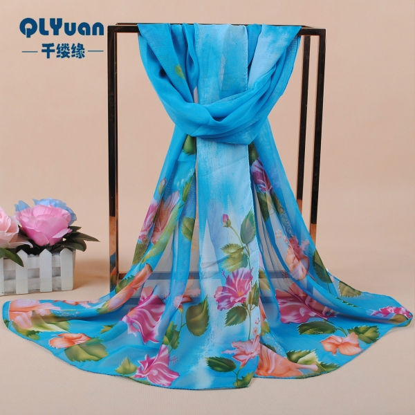 160 50cm Flowers Print Floral X298 Fashion Ladies Scarves Chiffon Scarf Womens Shawls