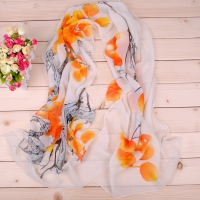 160 50cm Chinese Paint Style Flowers And Tree Print Floral X078 Fashion Ladies Scarves Chiffon Scarf