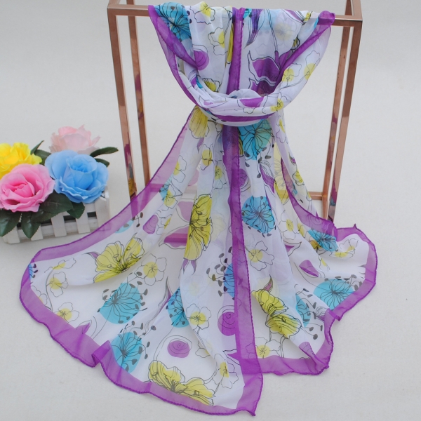 160 50cm Flowers Print Floral X255 Fashion Ladies Scarves Chiffon Scarf Womens Shawls