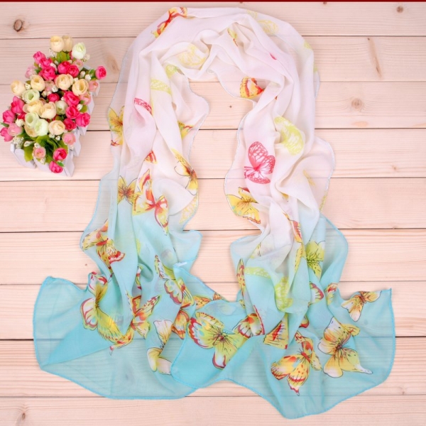 Butterflies Patterned Fashion Ladies Scarves Chiffon Scarf Womens Shawls X076