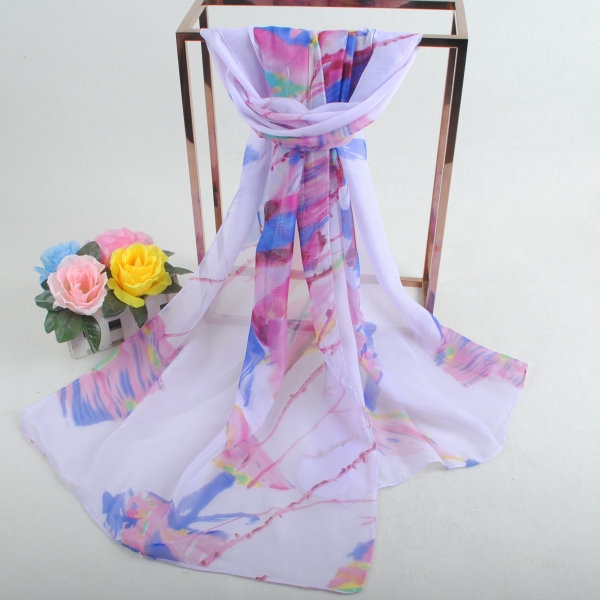 160 50cm Hand Paint Style Flowers Print Floral X244 Fashion Ladies Scarves Chiffon Scarf Womens Shaw
