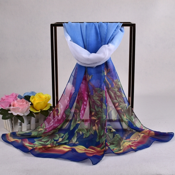160 50cm Elegant Flowers Print Floral X304 Fashion Ladies Scarves Chiffon Scarf Womens Shawls