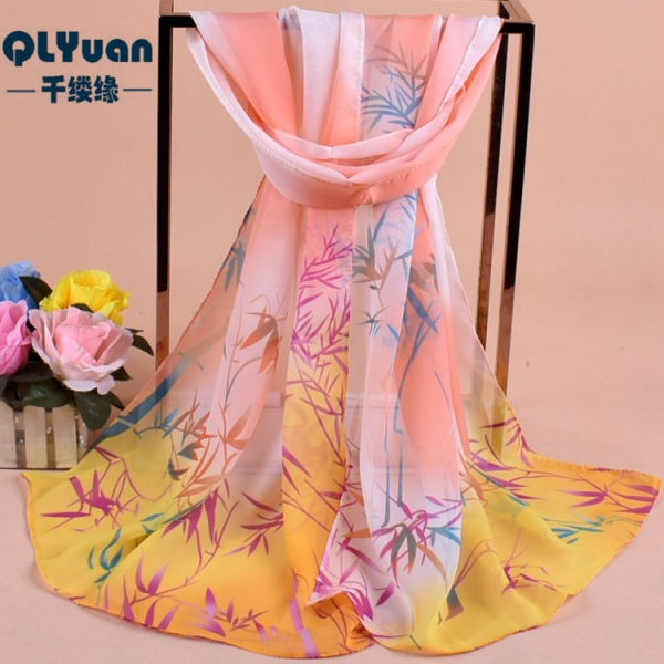 160 50cm Large Bamboos Print Floral X327 Fashion Ladies Scarves Chiffon Scarf Womens Shawls