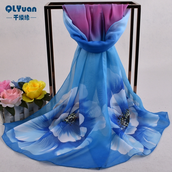 160 50cm Elegant Large Flowers Print Floral X307 Fashion Ladies Scarves Chiffon Scarf Womens Shawls