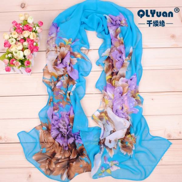 160 50cm Elegant Large Flowers Print Floral X035 Fashion Ladies Scarves Chiffon Scarf Womens Shawls