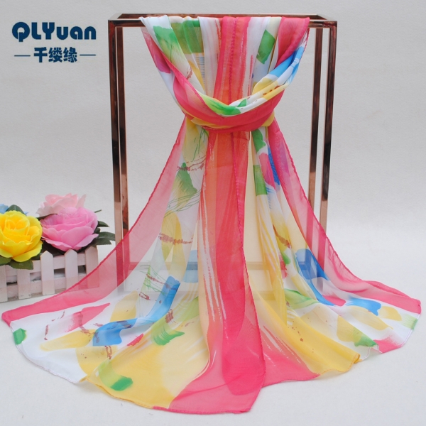 160 50cm Colourful Paint Brush Print X278 Fashion Ladies Scarves Chiffon Scarf Womens Shawls