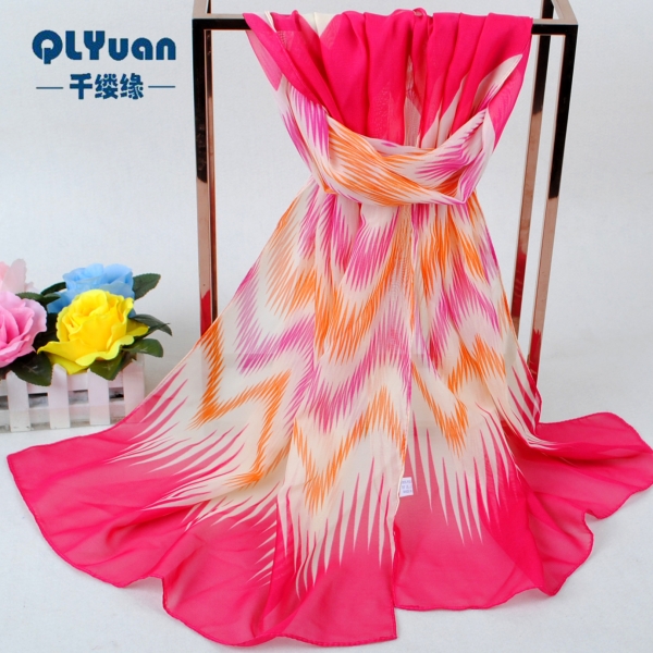 160 50cm Colourful Zigzag Stripes Print X283 Fashion Ladies Scarves Chiffon Scarf Womens Shawls