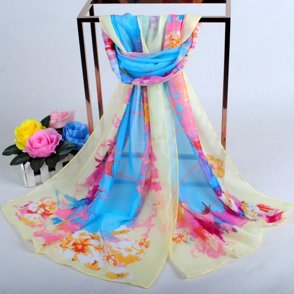 160 50cm Paint Style Flowers Print Floral X241 Fashion Ladies Scarves Chiffon Scarf Womens Shawls