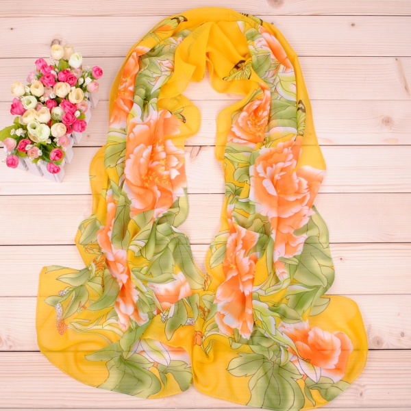 160 50cm Butterflies Flowers Print Floral X061 Fashion Ladies Scarves Chiffon Scarf Womens Shawls