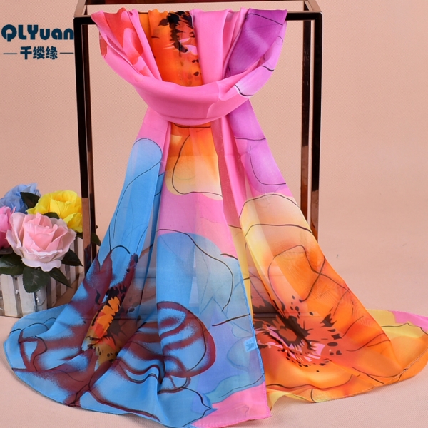 160 50cm Flowers Print Floral X318 Fashion Ladies Scarves Chiffon Scarf Womens Shawls