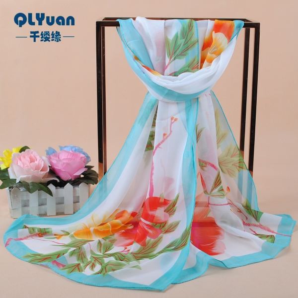 160 50cm Flowers Print Floral X297 Fashion Ladies Scarves Chiffon Scarf Womens Shawls