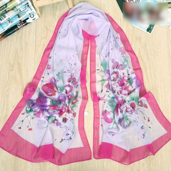 160 50cm Flowers Print Floral X029 Fashion Ladies Scarves Chiffon Scarf Womens Shawls