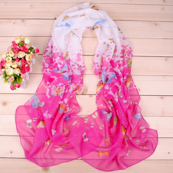 160 50cm Butterflies Flowers Print X017 Fashion Floral Ladies Scarves Chiffon Scarf Womens Shawls