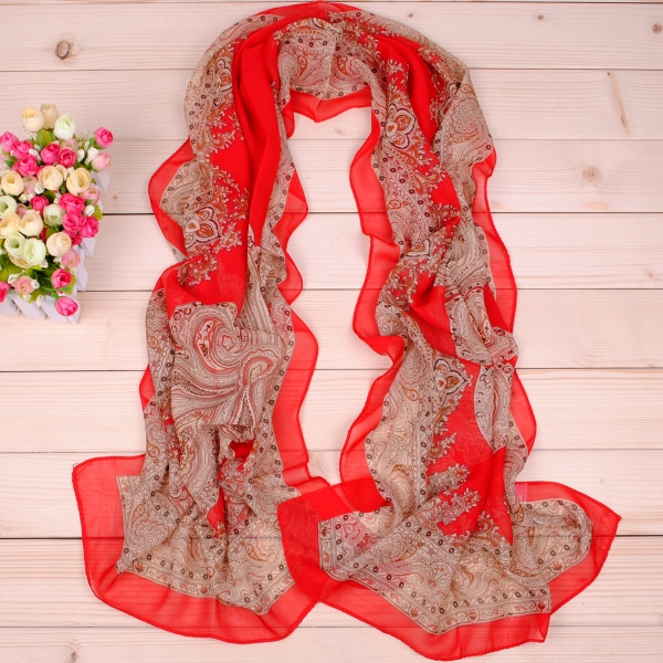 160 50cm Retro Style Flowers Print Floral X021 Fashion Ladies Scarves Chiffon Scarf Womens Shawls