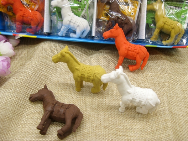 Horse Shaped Cute Animal Puzzle Erasers Novelty Fun Kids Rubbers Party Gift Bag Fillers